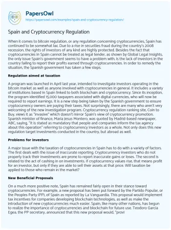 Essay on Spain and Cryptocurrency Regulation