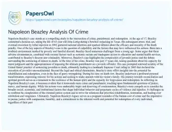 Essay on Napoleon Beazley Analysis of Crime