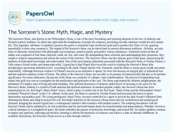 Essay on The Sorcerer’s Stone: Myth, Magic, and Mystery