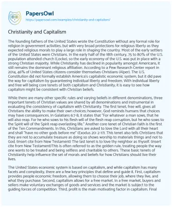 Essay on Christianity and Capitalism