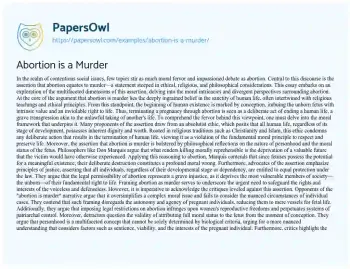 Essay on Abortion is a Murder