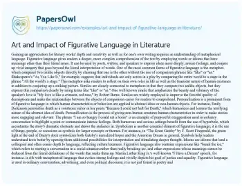 Essay on Art and Impact of Figurative Language in Literature