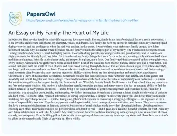 Essay on An Essay on my Family: the Heart of my Life