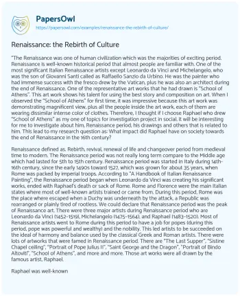 Essay on Renaissance: the Rebirth of Culture