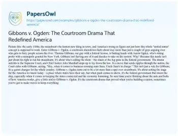 Essay on Gibbons V. Ogden: the Courtroom Drama that Redefined America