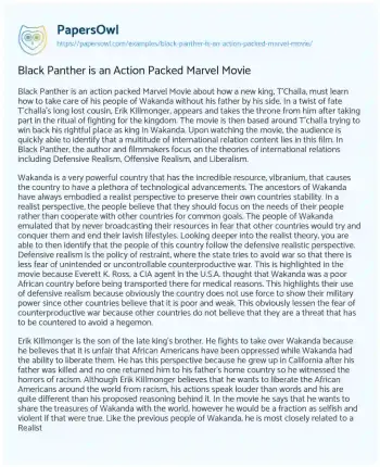 Essay on Black Panther is an Action Packed Marvel Movie