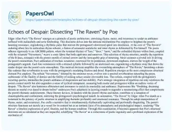 Essay on Echoes of Despair: Dissecting “The Raven” by Poe