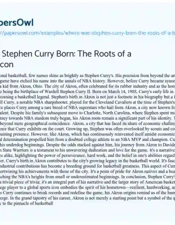 Essay on Where was Stephen Curry Born: the Roots of a Basketball Icon