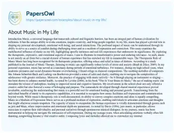 Essay on About Music in my Life