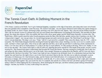 Essay on The Tennis Court Oath: a Defining Moment in the French Revolution