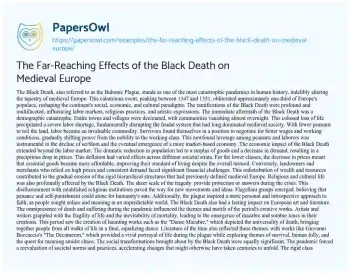 Essay on The Far-Reaching Effects of the Black Death on Medieval Europe