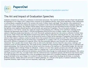 Essay on The Art and Impact of Graduation Speeches