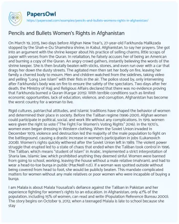 Essay on Pencils and Bullets Women’s Rights in Afghanistan