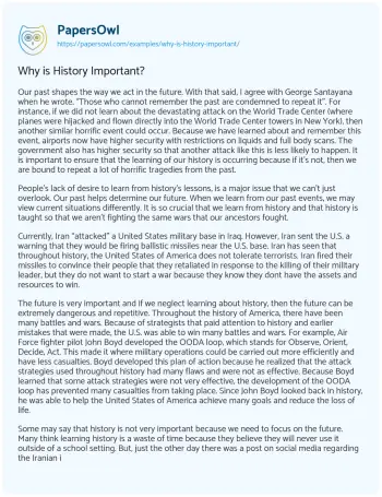 Essay on Why is History Important?