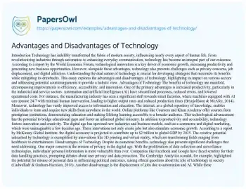 Essay on Advantages and Disadvantages of Technology