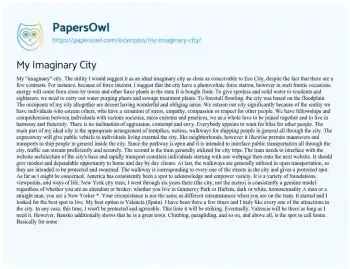 Essay on My Imaginary City