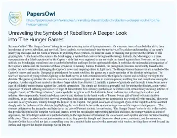 Essay on Unraveling the Symbols of Rebellion: a Deeper Look into ‘The Hunger Games’