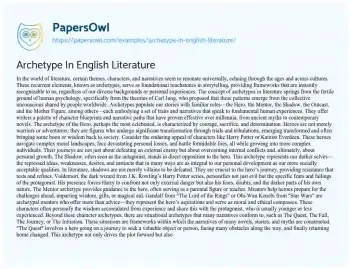 Essay on Archetype in English Literature