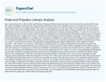 Essay on Pride and Prejudice Literary Analysis