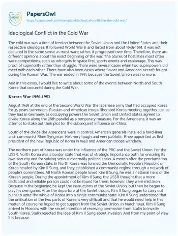 Essay on Ideological Conflict in the Cold War