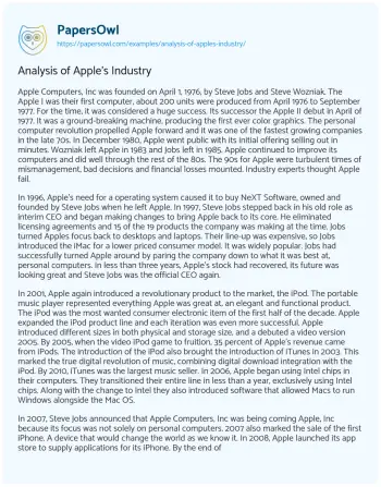 Essay on Analysis of Apple’s Industry