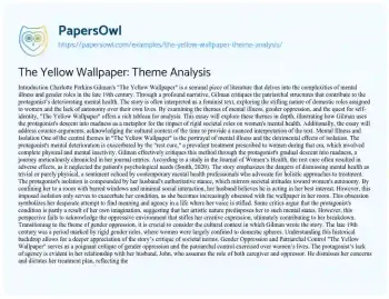 Essay on The Yellow Wallpaper: Theme Analysis