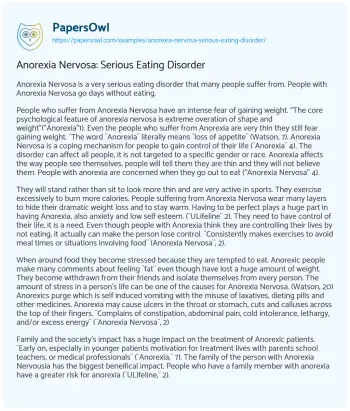 Essay on Anorexia Nervosa: Serious Eating Disorder