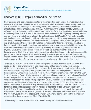 Essay on How are LGBT+ People Portrayed in the Media?