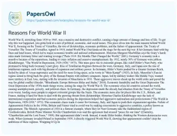 Essay on Reasons for World War II