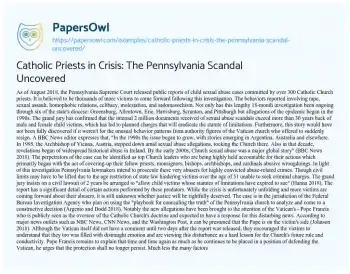 Essay on Catholic Priests in Crisis: the Pennsylvania Scandal Uncovered