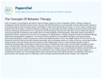 Essay on The Concepts of Behavior Therapy