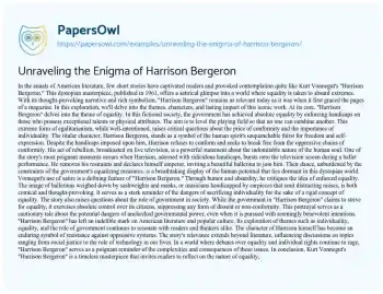 Essay on Unraveling the Enigma of Harrison Bergeron