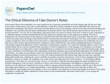 Essay on The Ethical Dilemma of Fake Doctor’s Notes