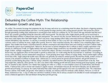 Essay on Debunking the Coffee Myth: the Relationship between Growth and Java