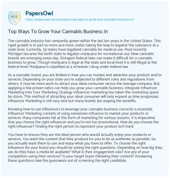 Essay on Top Ways to Grow your Cannabis Business in