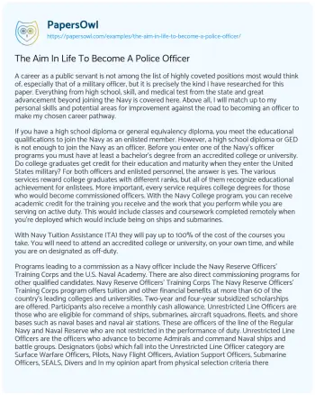 Essay on The Aim in Life to Become a Police Officer