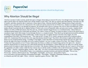 Essay on Why Abortion should be Illegal