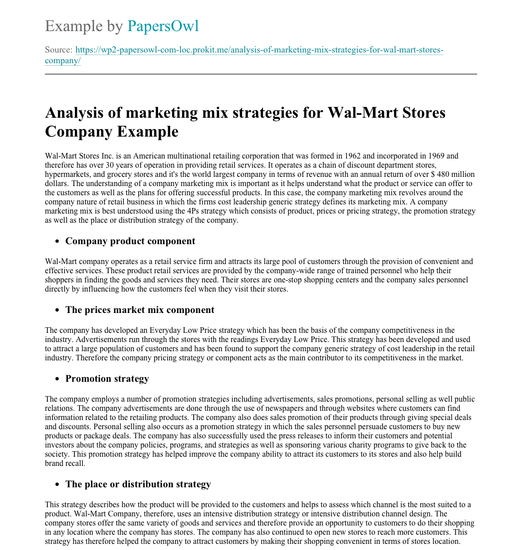 retail marketing strategy essay