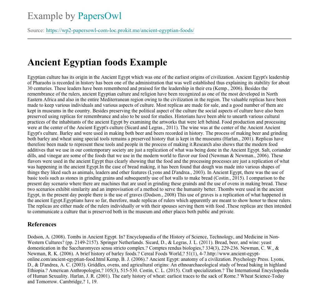 essay about egyptian food