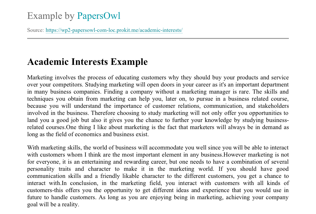 research interests example