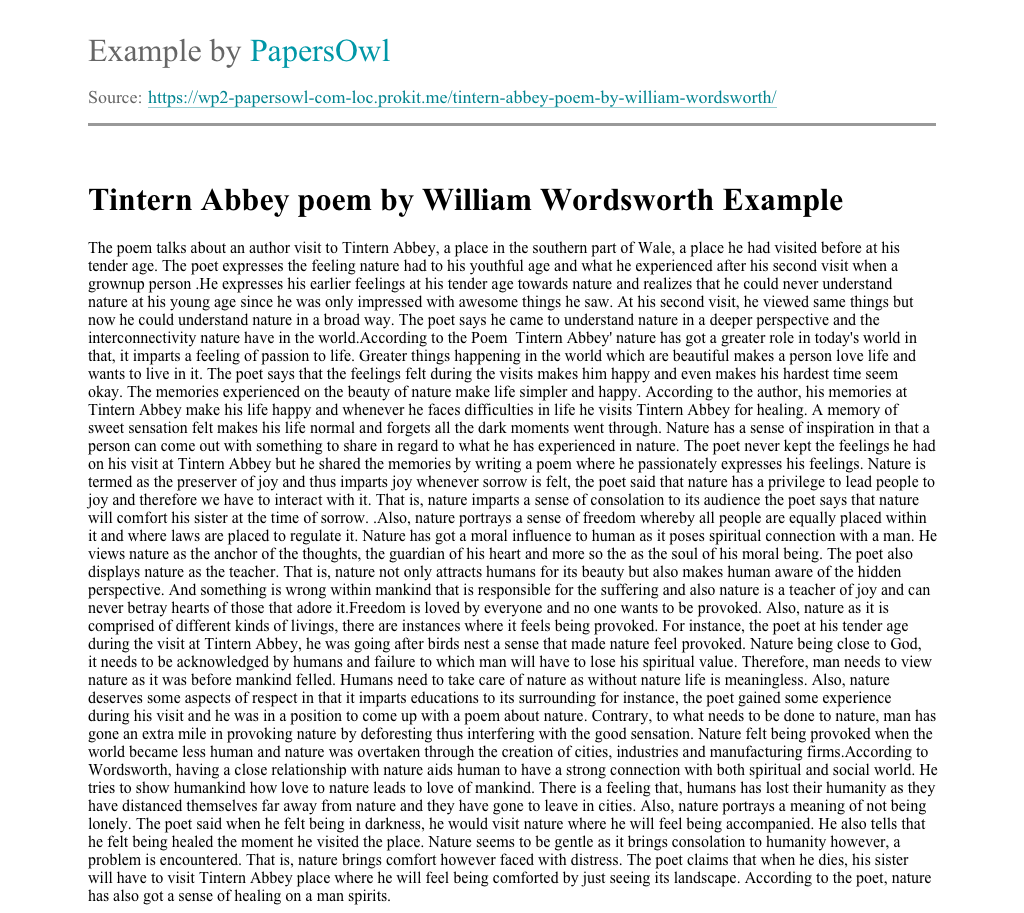 Tintern abbey summary picture