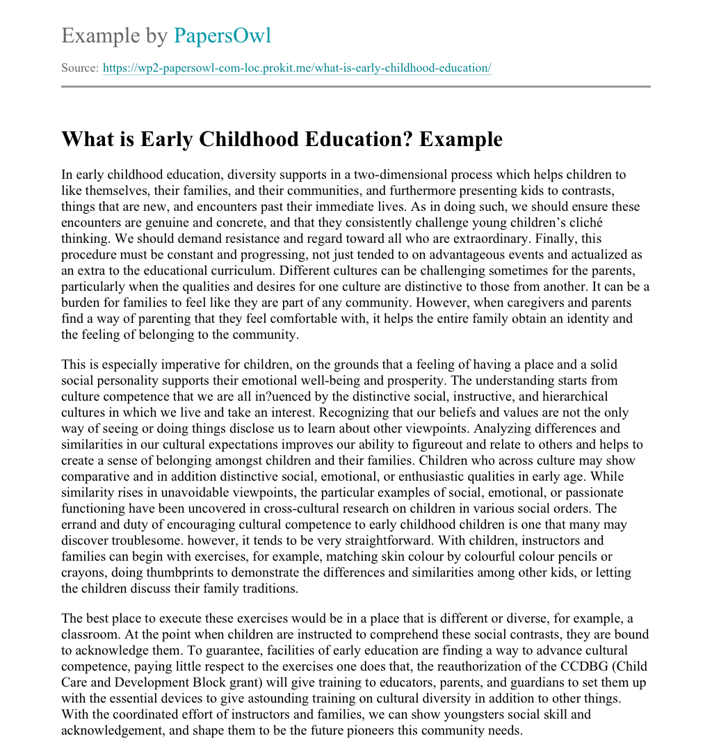 early childhood essay