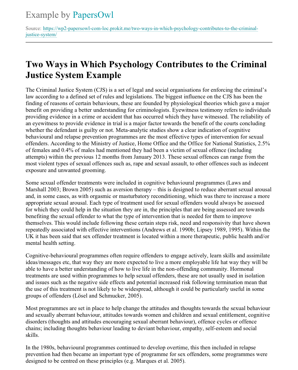 extended essay on criminal psychology