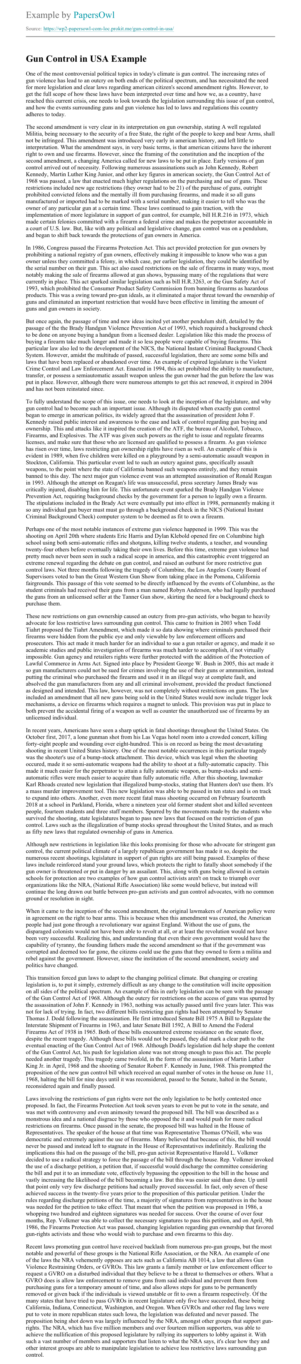 gun control essay topics