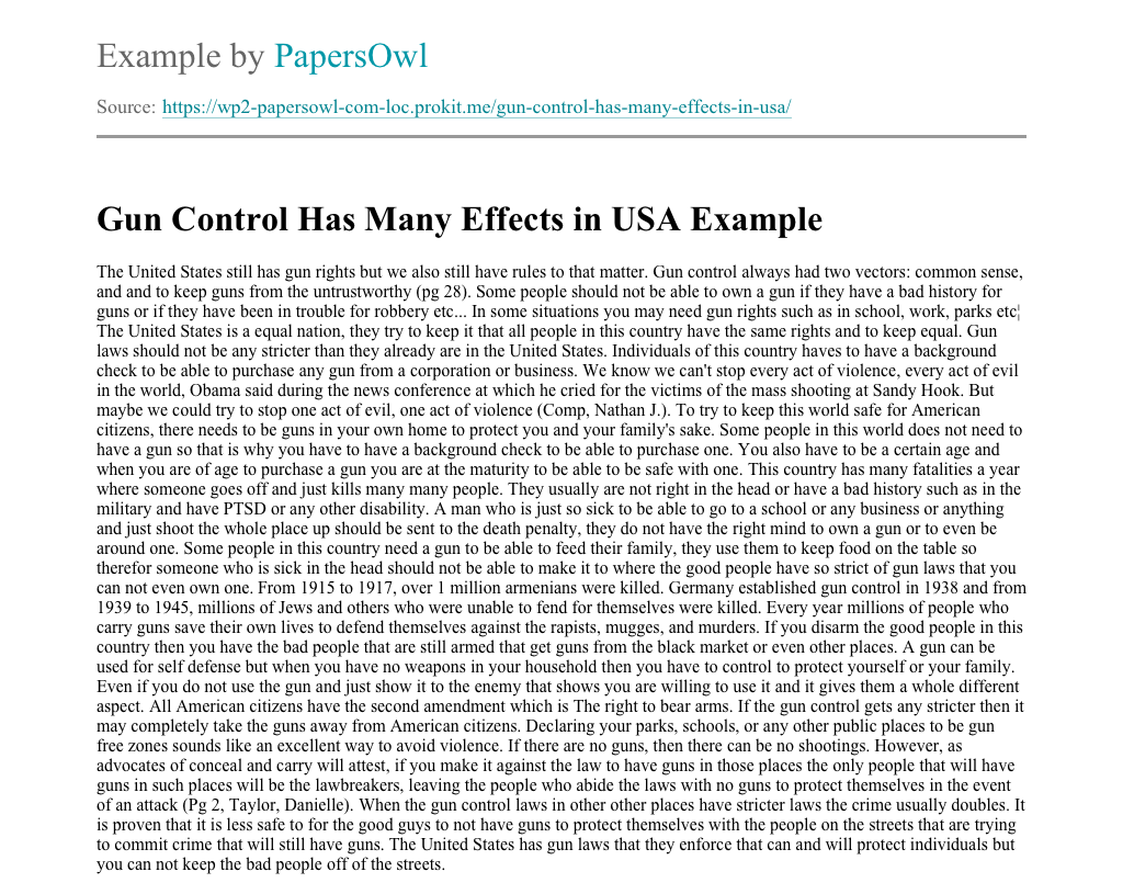 Gun control pros and cons essay