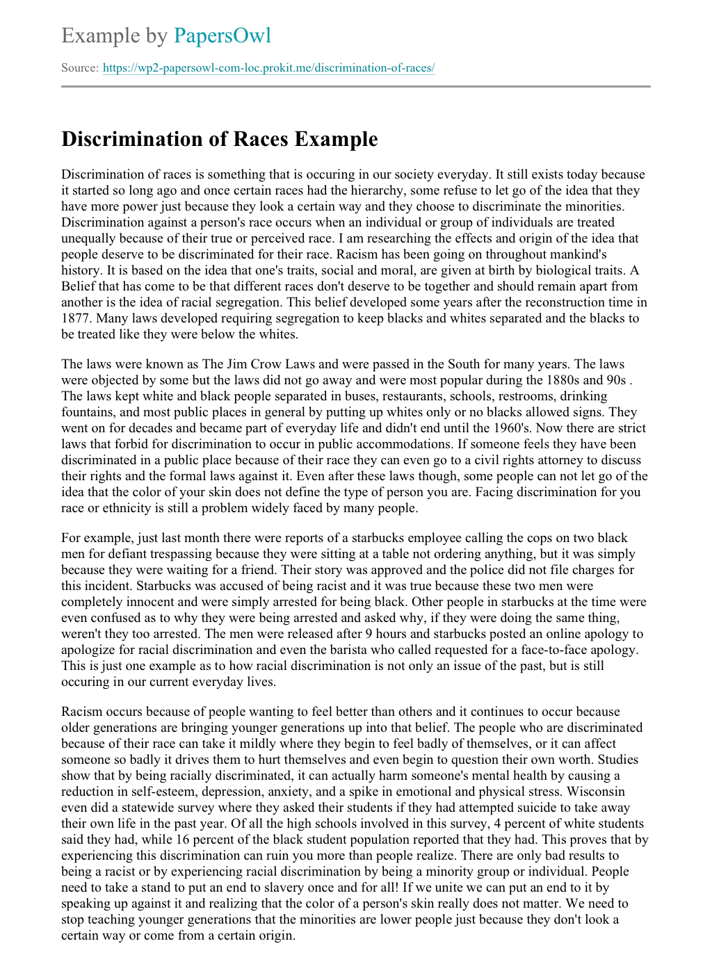 social status discrimination essay