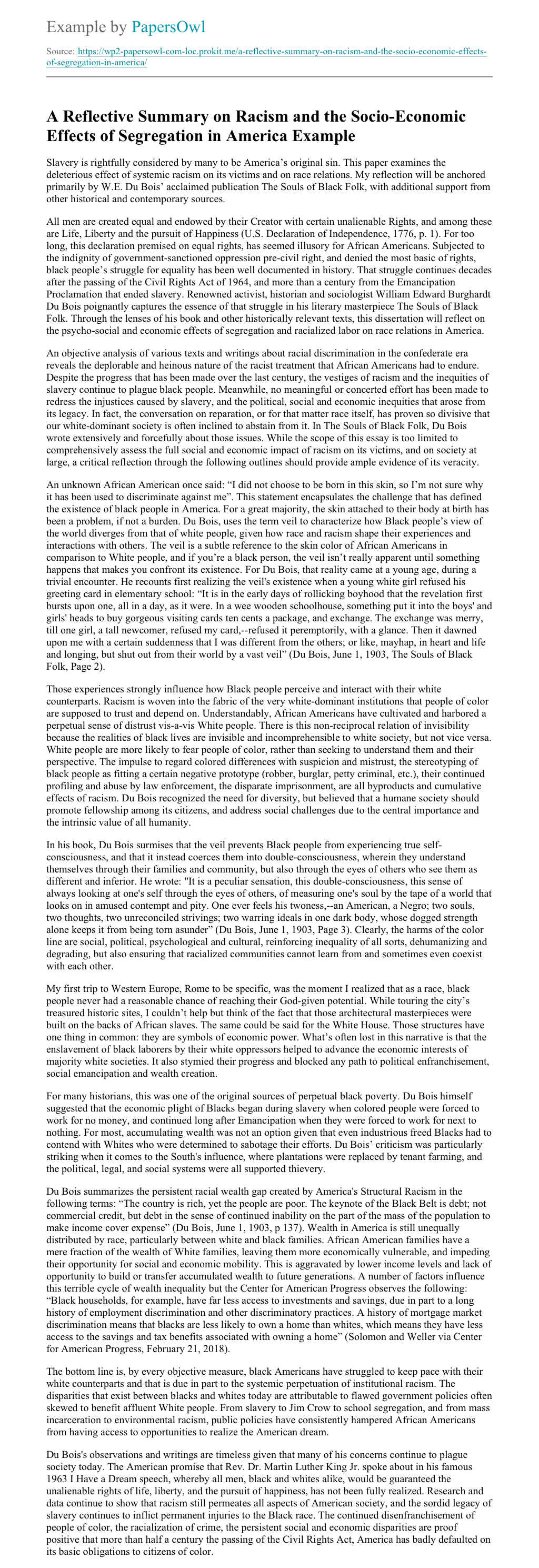 Racism reflection essay picture