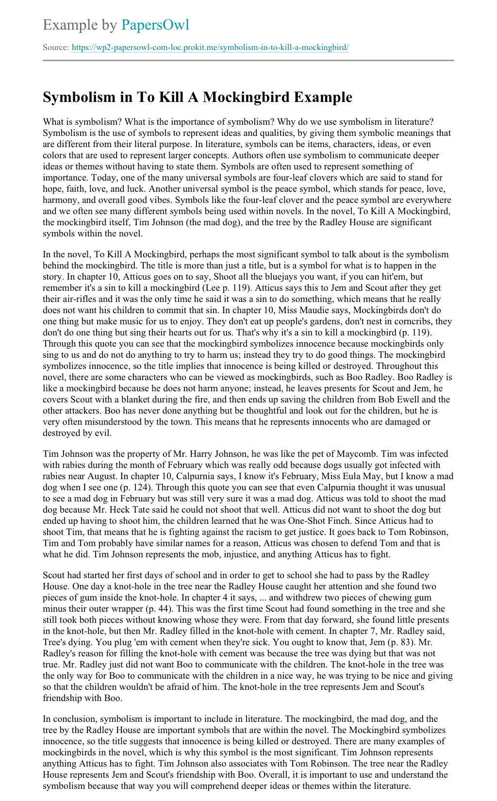 Examples Of Symbolism In To Kill A Mockingbird
