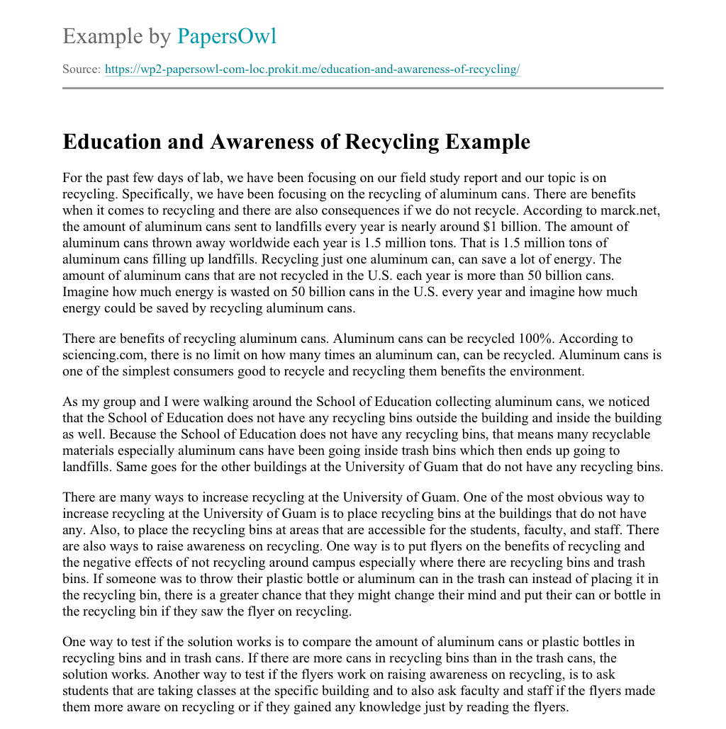Persuasive essay recycling
