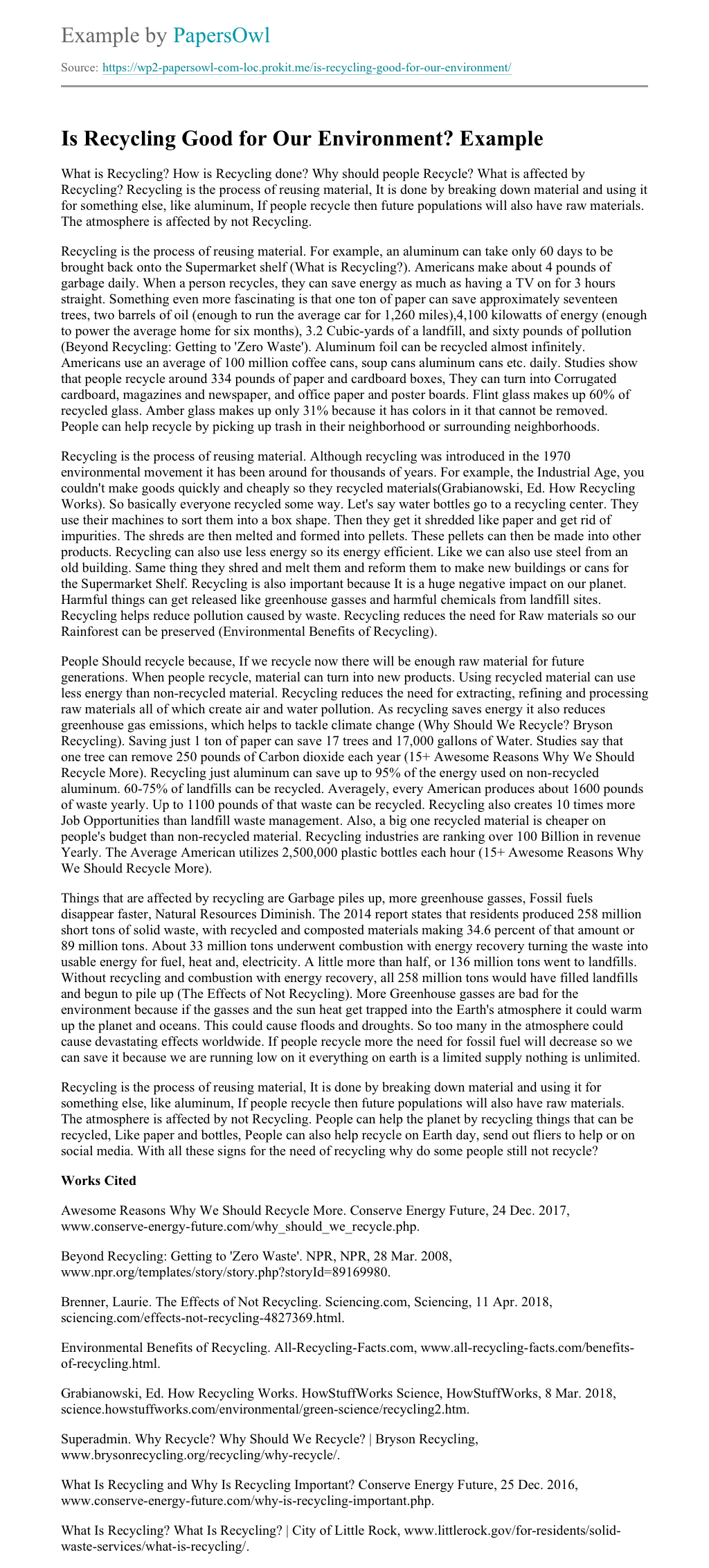 Waste generation essay image